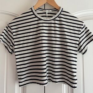 Rag & Bone Striped Black & White Cropped T Shirt Tee Women's Size XS